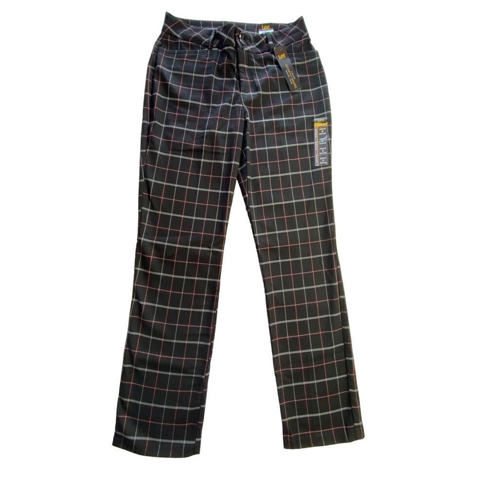 LEE Womens Size 8 Mid-Rise Straight Fit Pants in Black Multi